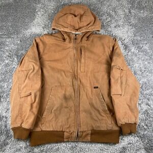 Lee Premium Select Sherpa Lined Jacket Mens XL Brown Canvas Workwear Coat Hooded